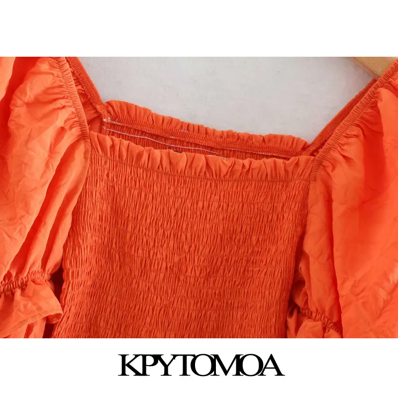 Женская укороченная блузка KPYTOMOA винтажная эластичная с оборками и квадратным