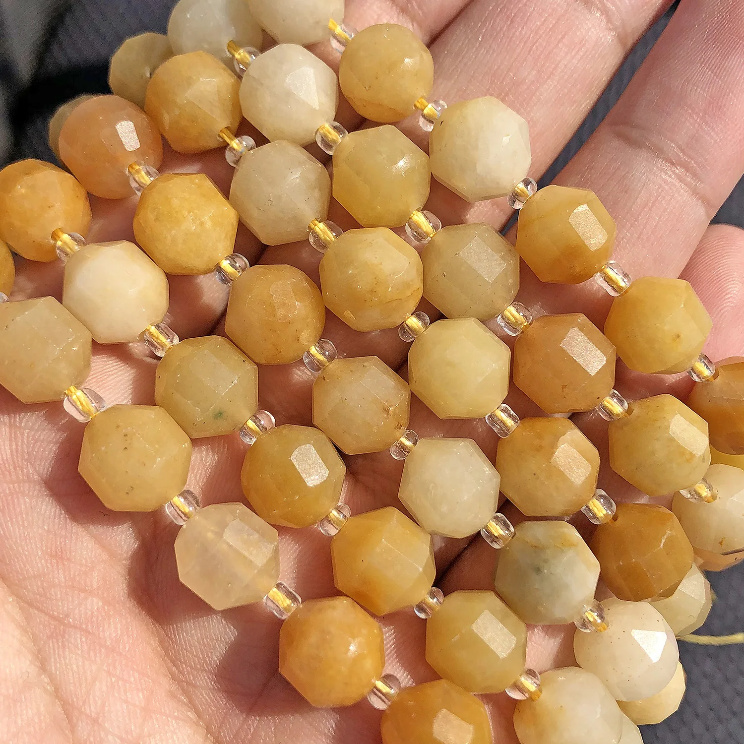 

Бусины из натурального камня 8/10 мм, ограненные желтые нефритовые бусины с отверстием для изготовления ювелирных изделий «сделай сам», для б...