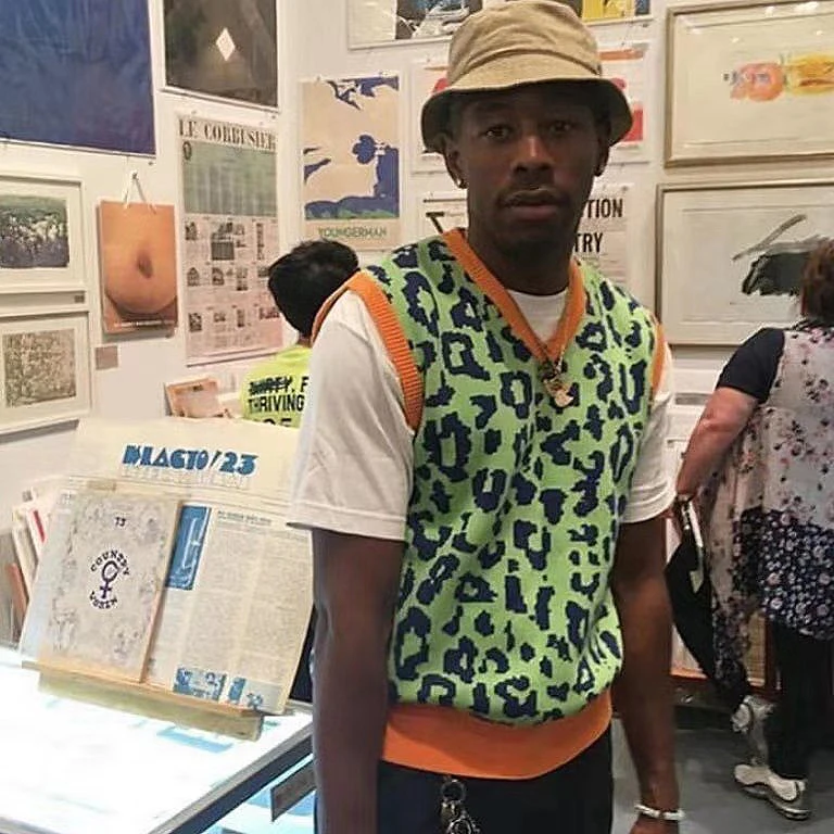 New leopard men Luxury golf Camouflage Le Fleur Tyler The Creator Knit Casual Sweaters Vest sleeveless Asian Size Drake #M14 | Мужская