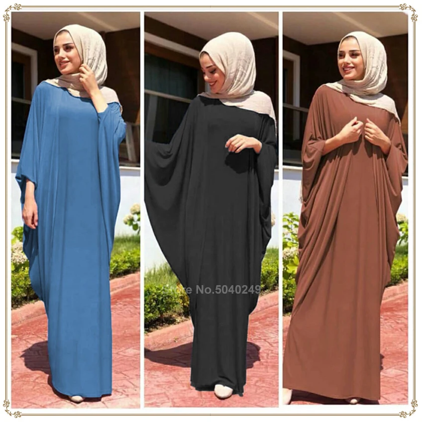 Мусульманское платье повседневное Свободное с рукавом летучая мышь женское для