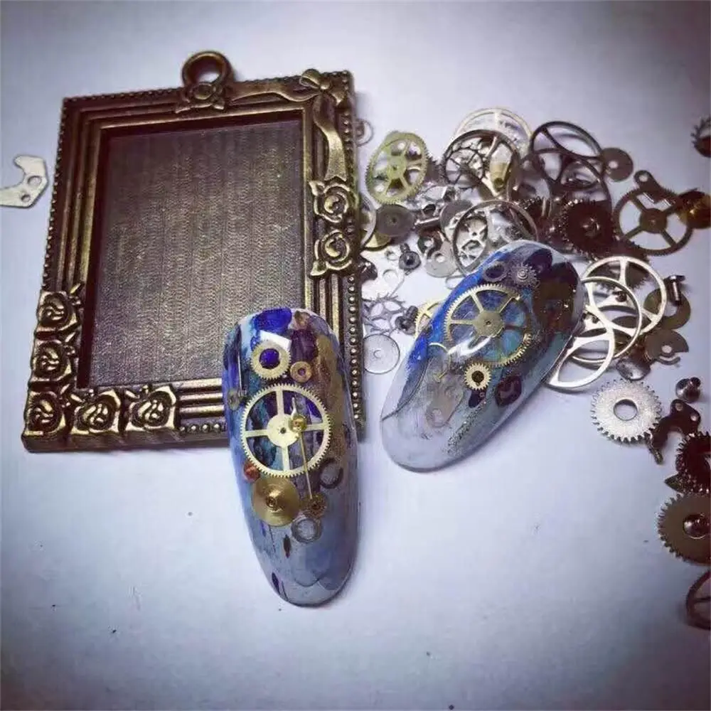 1 Box 3D DIY Steampunk Mechanical Component Gear Wheel Hollow Metallic Nail Art Tips Sequins Manicure Rhinestone Decoration | Красота и
