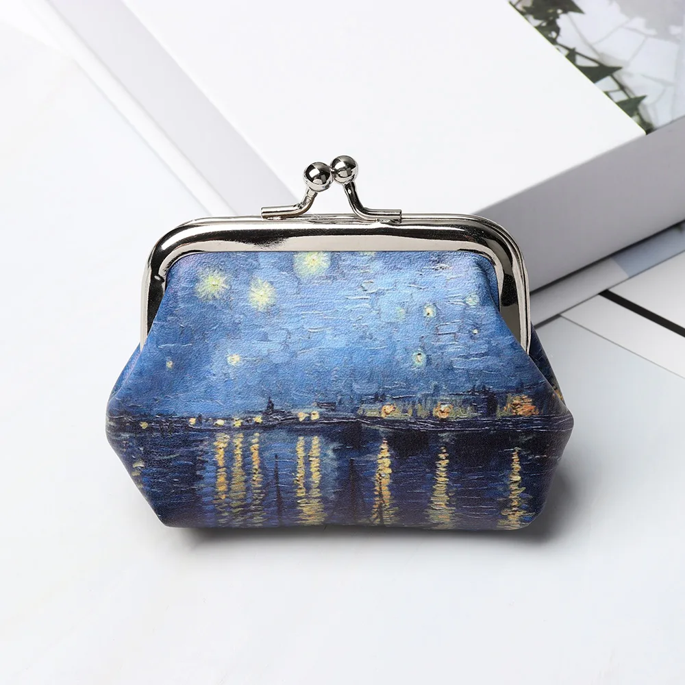 

1PC Vintage Coin Purses Women Girls Small Mini Wallet Printing Hasp Cash Card Wallet Fashion Clutch Mini Handbags Money Zero Bag