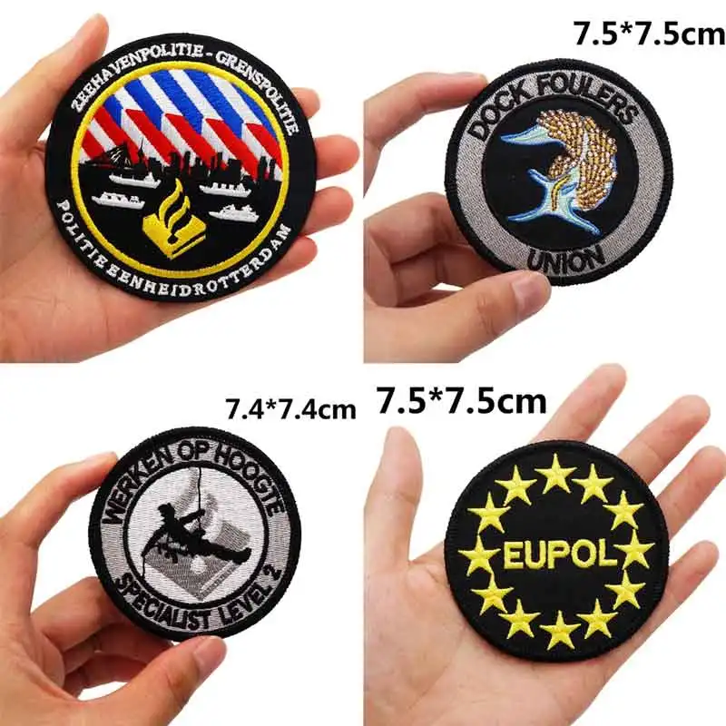 Полицейские вышитые байкерские нашивки EUPOL в стиле панк наклейки для одежды