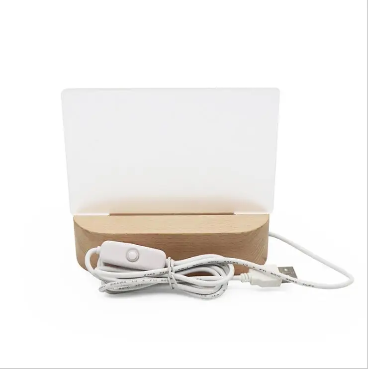 USB Wood Table Light with Blank Acrylic Panels Wooden Lamp DIY Night Lights Oval/round Base | Освещение