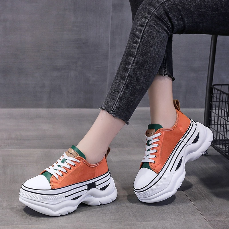 

2021 Chunky Women Vulcanize Shoes Fashion Casual Thick Bottom Basket Ladies Trainers Platform Sneakers Women Zapatillas De Mujer