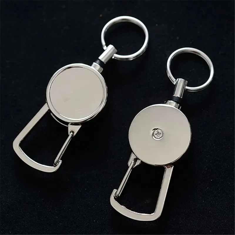 

Retractable Key Ring ID Metal Lanyard Name Tag Card Holder Recoil Reel Belt Clip