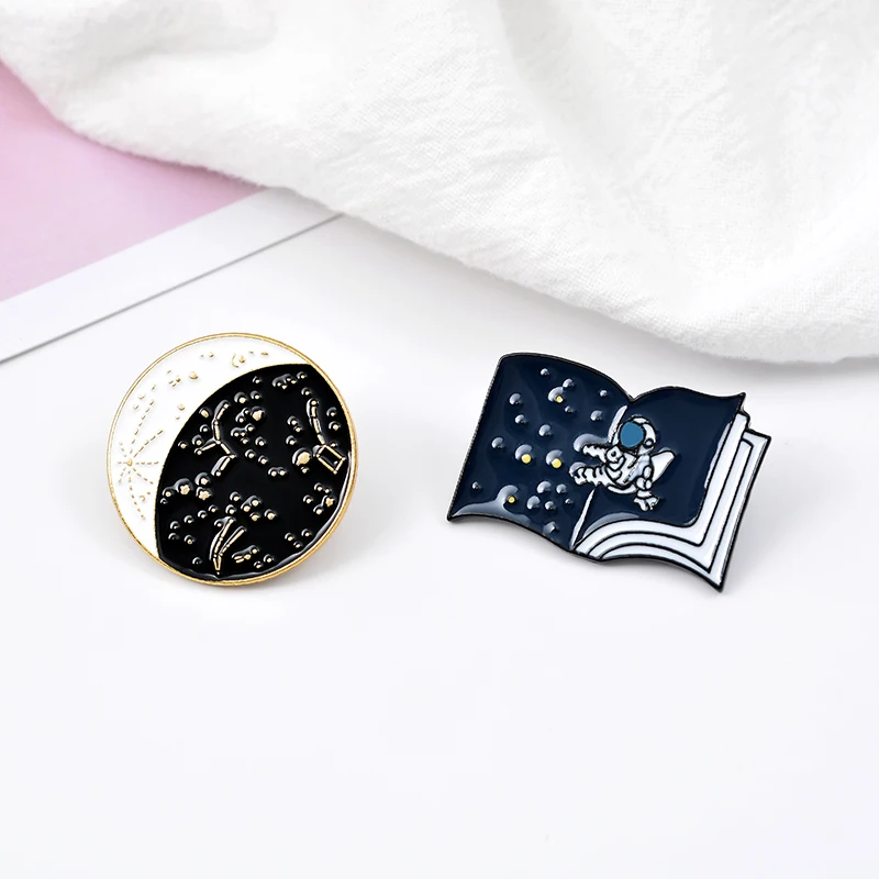 Звездное небо Эмаль Булавка космический значок Ночь Луна фаза ртуть планеты