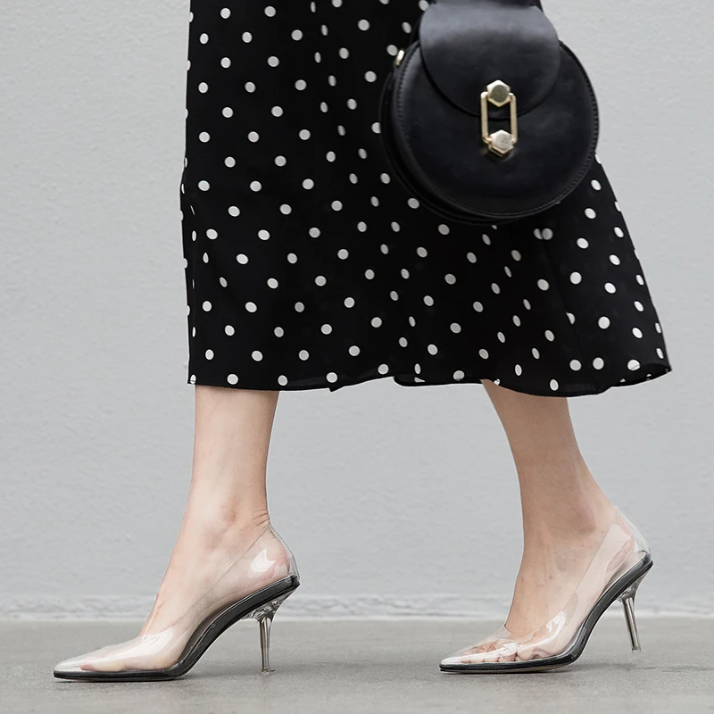 Оригинальные элегантные прозрачные стильные туфли лодочки Соблазнительные