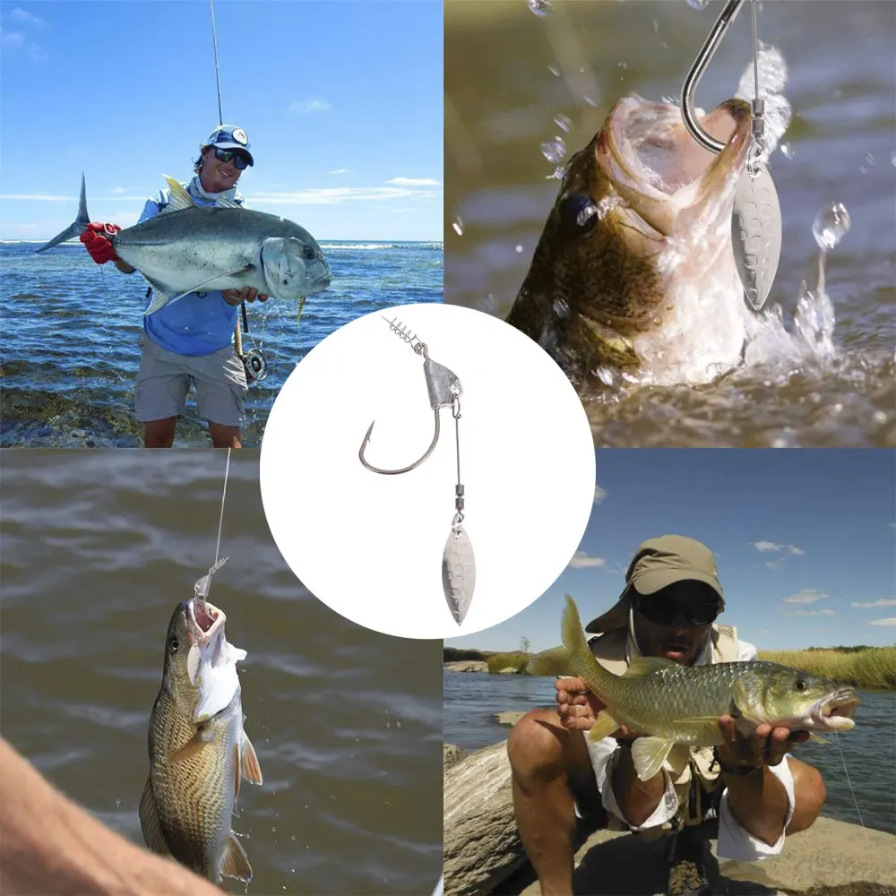 

5 Pcs Underspin Jig Head Swim Bait Hook with Blades Weighted Fishing Hook