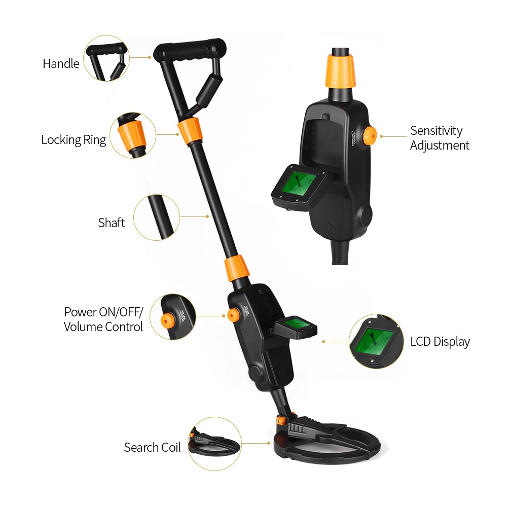 Children Lightweight Handheld Metal Detector Gold Digger Treasure Hunter Tracker Seeker with Waterproof Search Coil for Kids | Инструменты
