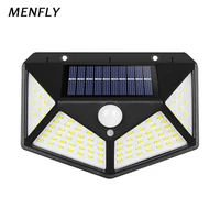 menfly outdoor solar rechargeable wall light courtyard lighting tools four sided luminous body induction lamp garden lights
