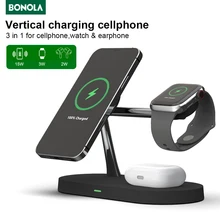 Bonola 3 in 1 Magnetic Wireless Charger for iPhone 12 Pro Max/ Mini Chargers for Apple Watch 6 SE Airpods Pro 2 3 Charger Holder