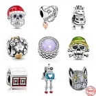 Бусина из серебра 925 пробы для браслета Пандоры, подарок на Рождество