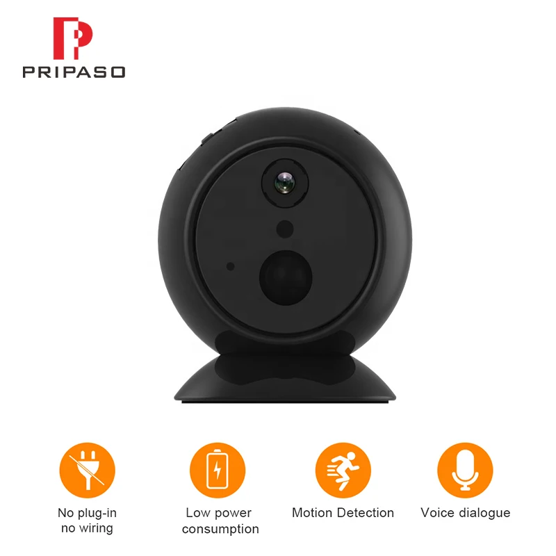 

Pripaso HD 1080P Wifi IP Rechargeable Battery Camera Wireless Security Alarm Small Video PIR Camera Indoor Outdoor Security Cam
