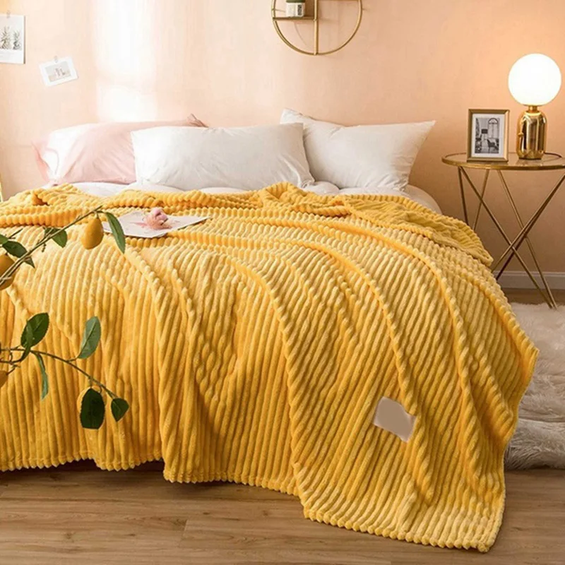 

1 Pcs 200X230cm Throw Blanket Flannel Blanket Yellow & 1 Pcs Blanket Silver Grey(127X 152cm)Microfiber Solid Blankets