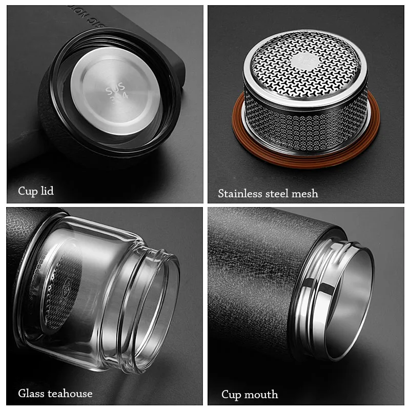 Curge 580ml Tea Bottle 316 Stainless steel Insulation Cup With Glass Separation Water | Дом и сад