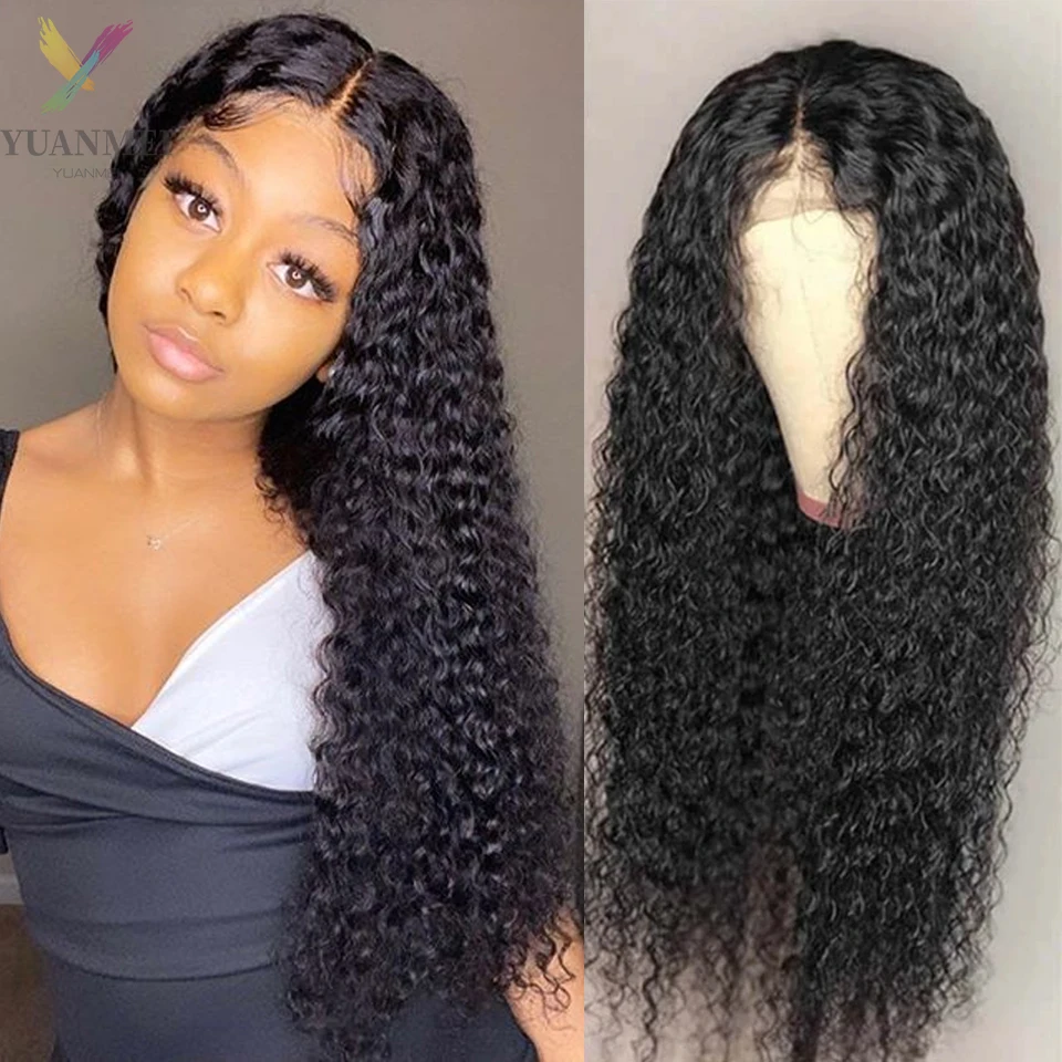 

Бразильские кудрявые парики из человеческих волос для женщин, предварительно выщипанные парики 4x4, парики без повреждений, 30 дюймов, глубок...