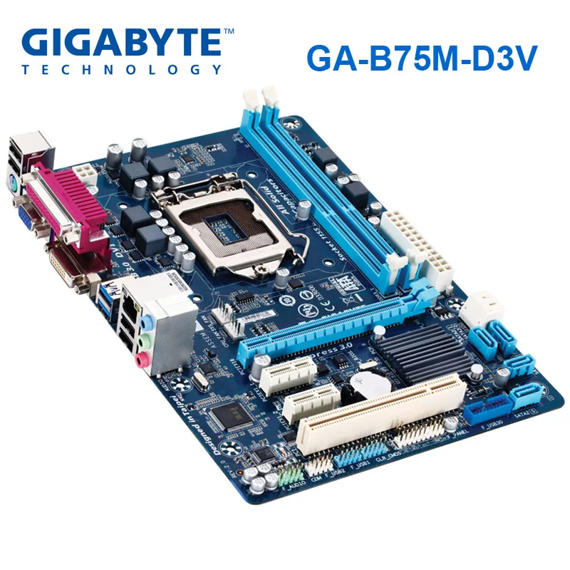 Оригинальная Материнская плата Gigabyte GA-B75M-D3V LGA 1155 DDR3 B75M-D3V 16 Гб USB2.0 USB3.0 B75 настольный процессор Intel Core i5 3470 Восстановленное