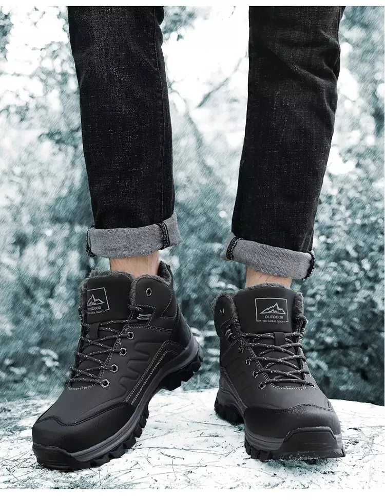 

Lcxmnd2020 autumn / winter new plush high top sports Martin boots work clothes cotton shoes snow boots man