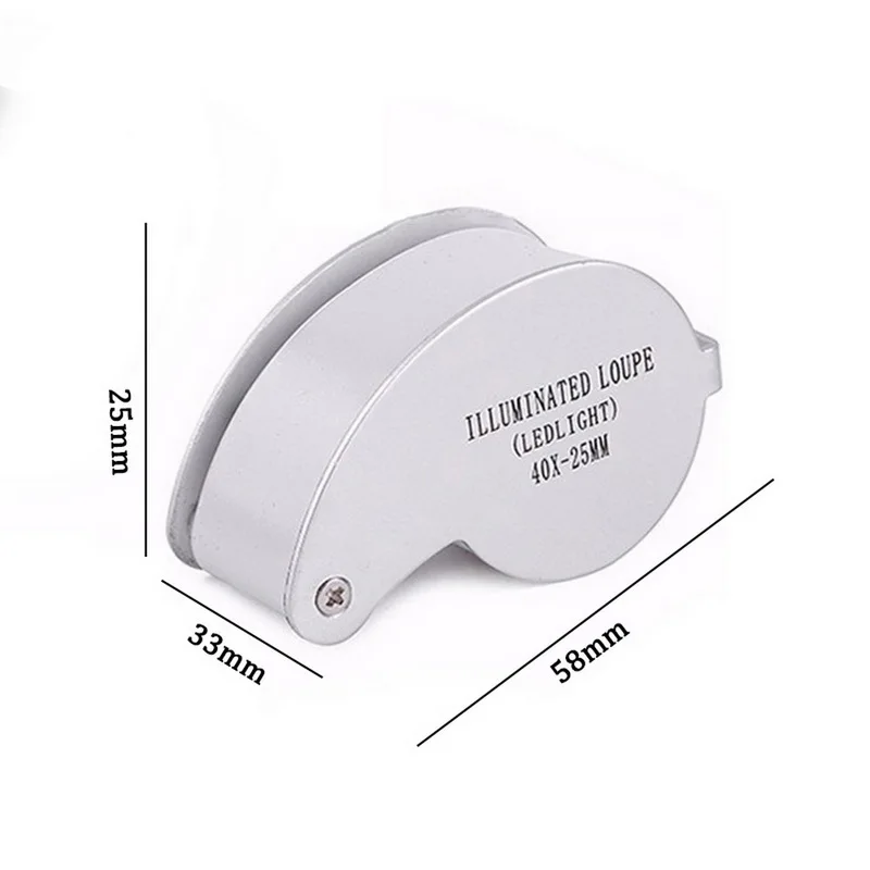 40X Портативная Складная лупа с подсветкой Лупа светодиодный светильник