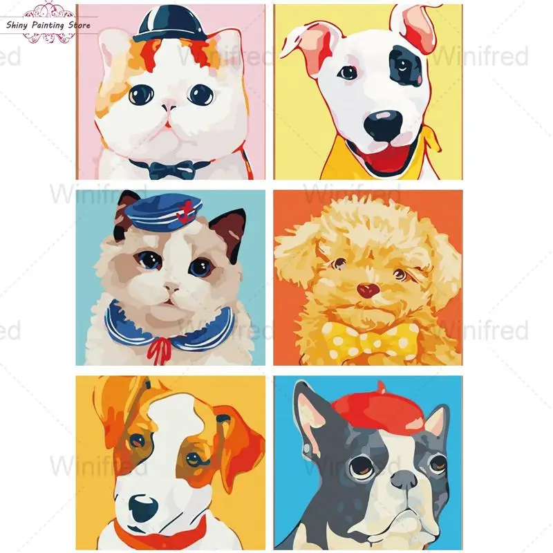 

5D DIY Diamond Painting Watercolor Painting Dog Cat Rabbit Picture Art Modern Colorful Animal Cross Stitch Diamond Embroidery