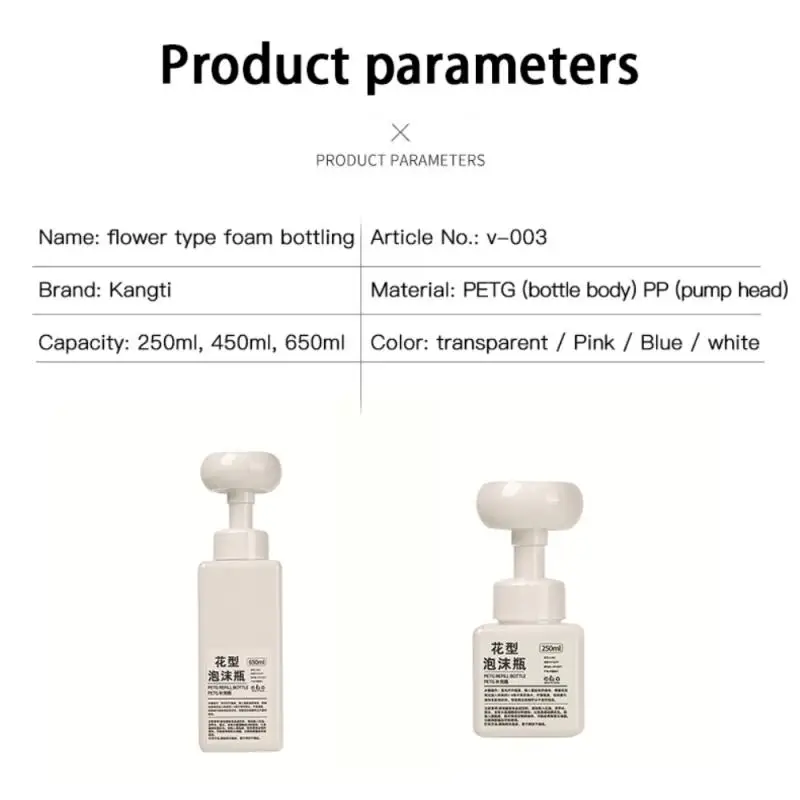 

Plastic Pressing Flower Foam Bottle Refillable Bathroom Handmade Soap Shampoo Empty Bottle Sub-bottle Lovely Soap Dispensers