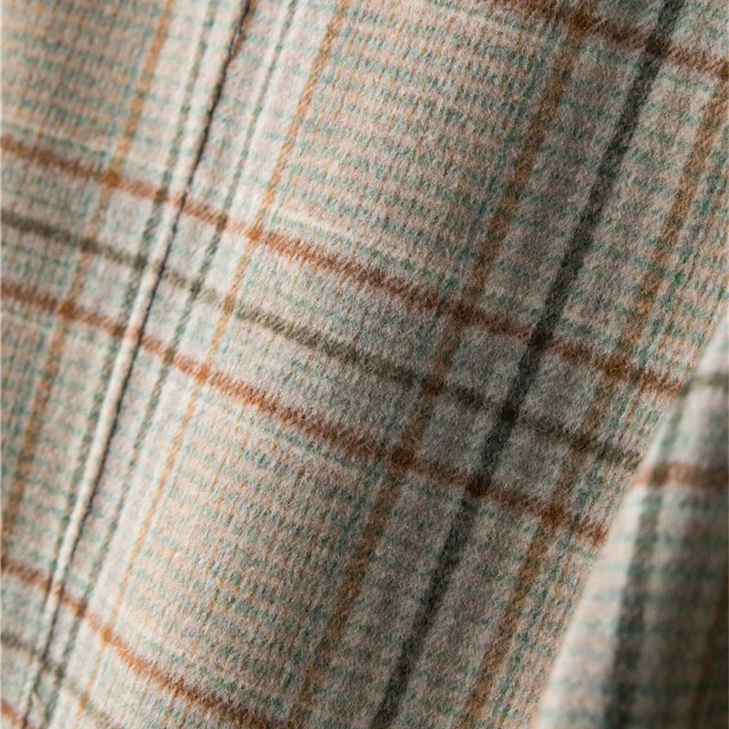 

2021 New High quality Double-faced Cashmere Coat Women Autumn Winter Plaid Blazer Double breasted Wool Suit Small Jackets