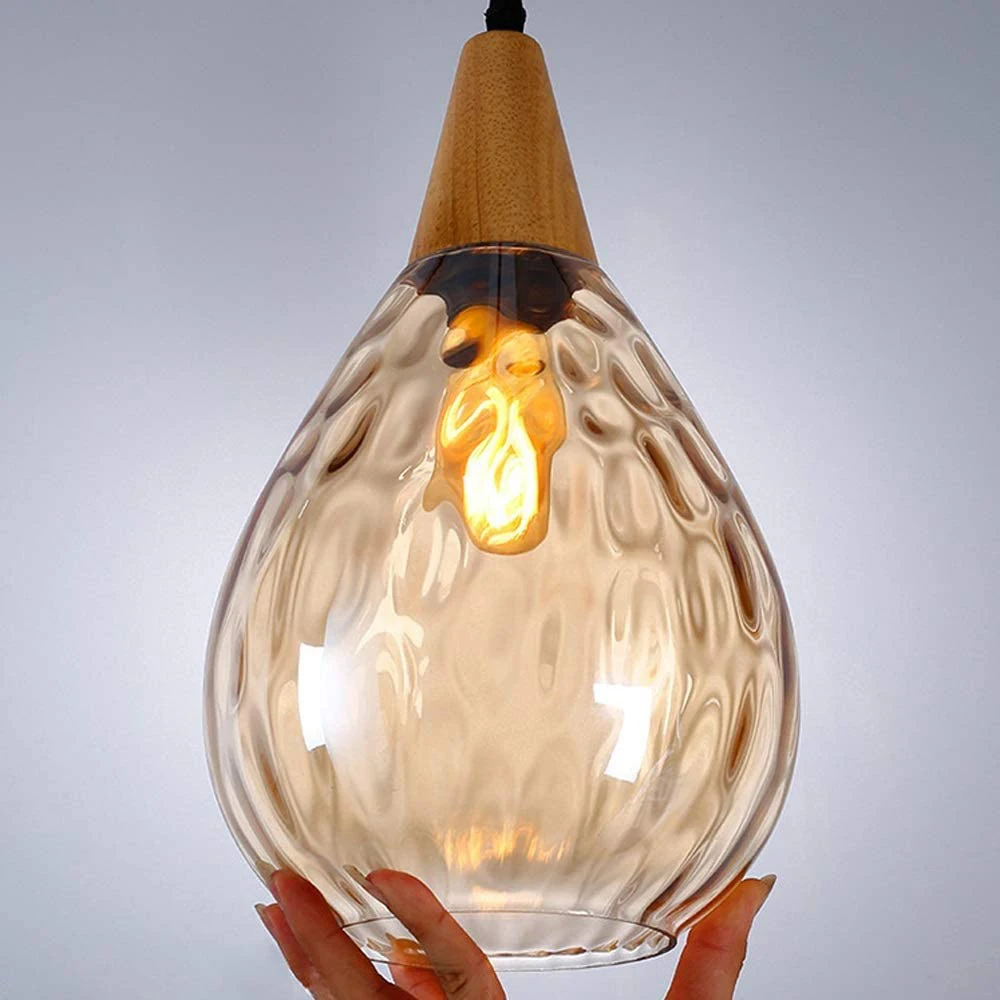 Скандинавский светодиодный подвесной светильник s капли воды стекло дерево