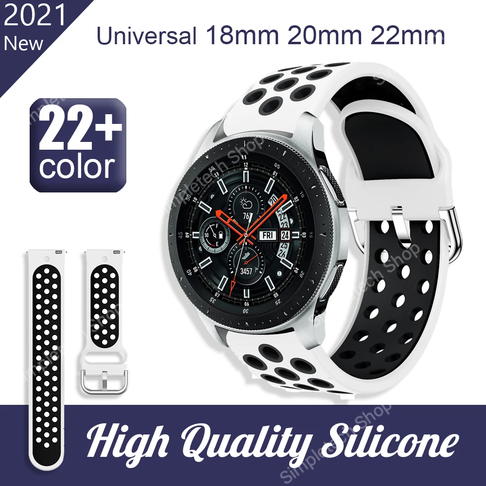 Silicone 18mm 22mm 20mm band For Samsung Galaxy Watch 46mm Gear S3 /Frontier Galaxy Watch 3 45mm Bracelet For Huawei GT Strap gear s3 frontier strap for samsung galaxy watch 46mm 22mm watch band soft silicone watch strap bracelet smart watchband 46 mm