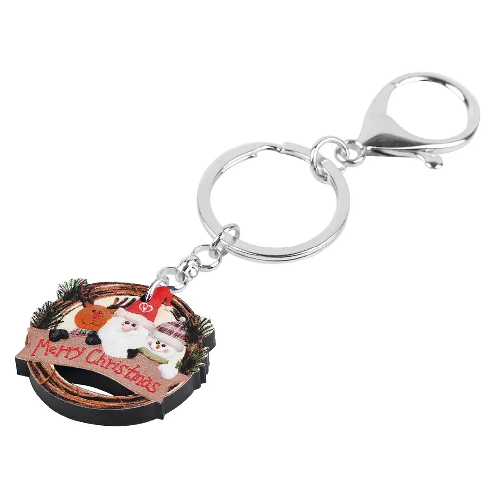 WEVENI акриловые рождественские Санта Клаус Лось Олень Снеговик ключи цепочки