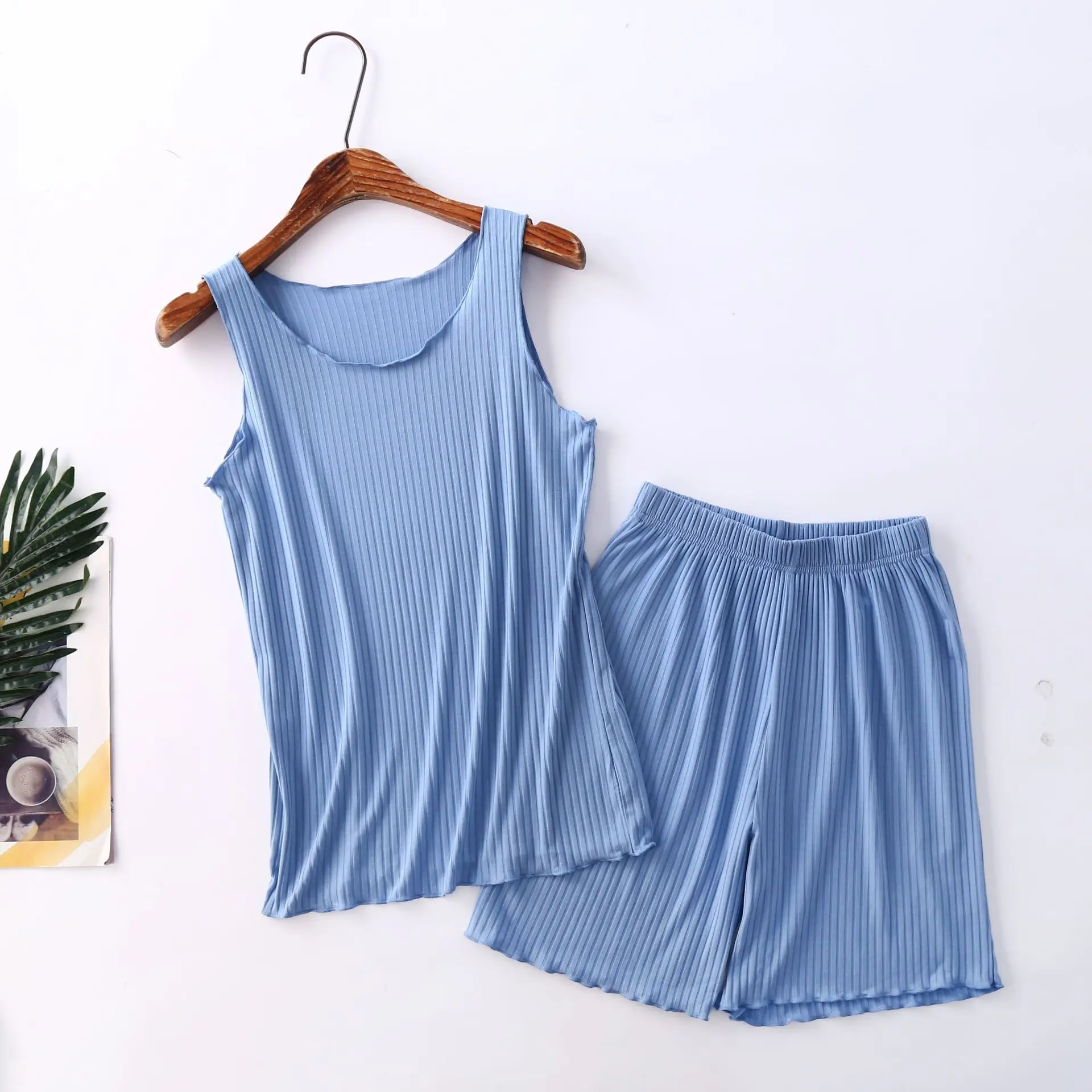 Одежда для сна из модала пижамы женщин новый жилет шорты женский комплект без