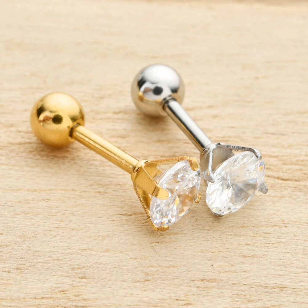 Серьги гвоздики женские из нержавеющей стали с фианитом|Серьги-гвоздики| |