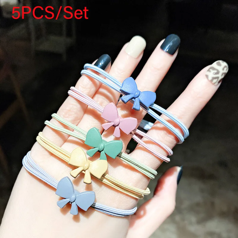 

5 Pcs/Lot Small Hair Ties Gum Colorful Bow Rubber Bands Headband Hair Accessories Elastic Hair Bands For Baby Girls