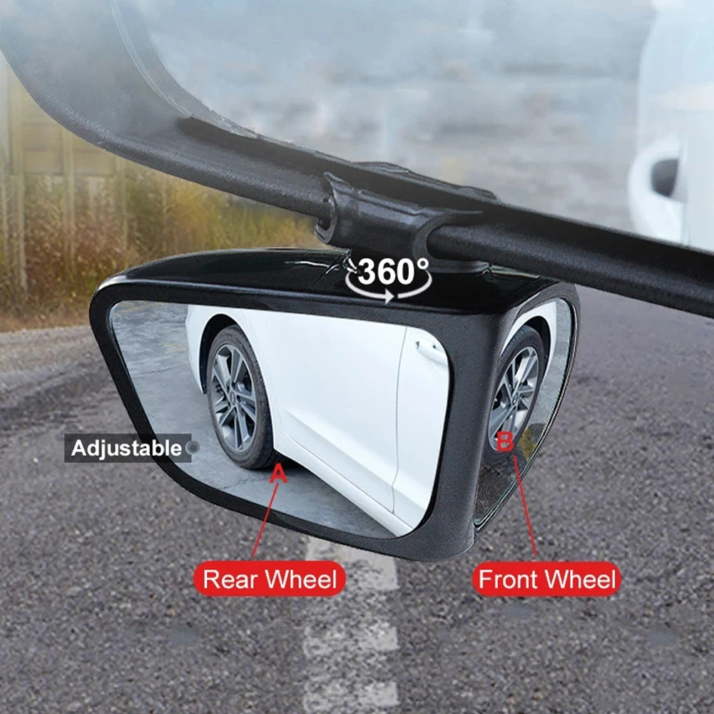 

2PCS Car Blind Spot Mirror Wide Angle Mirror 360 Rotation Adjustable Convex Rear View Mirror View Front Wheel Auto Car Mirror
