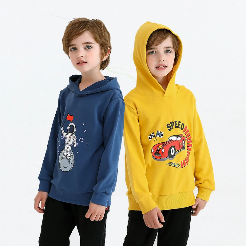 

Children's Autumn New Style Hooded Cartoon Car Dinosaur Astronaut Long-sleeved Sweatshirts