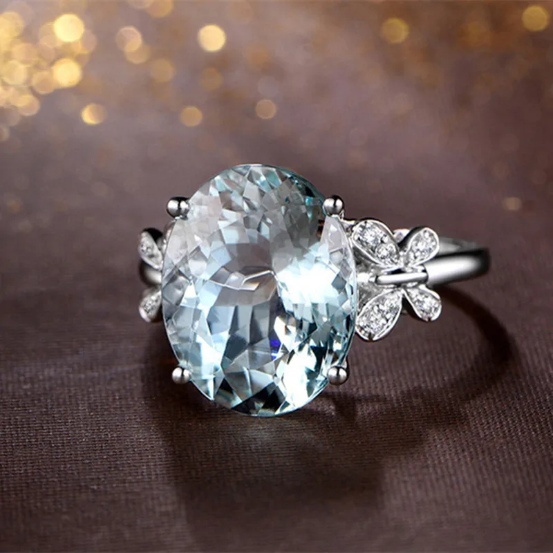 Великолепный Большой Камень прозрачный синий камень-бабочка кольца