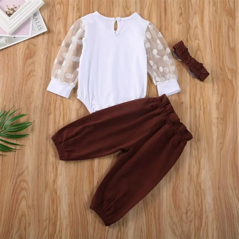 Осеннее боди для новорожденных девочек длинные брюки повязка на голову наряд