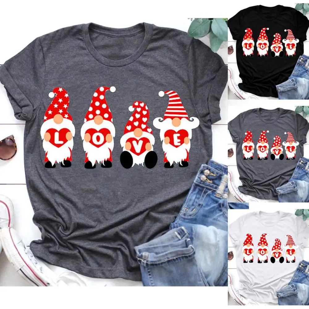 Женская рубашка на День святого Валентина с принтом футболка коротким рукавом