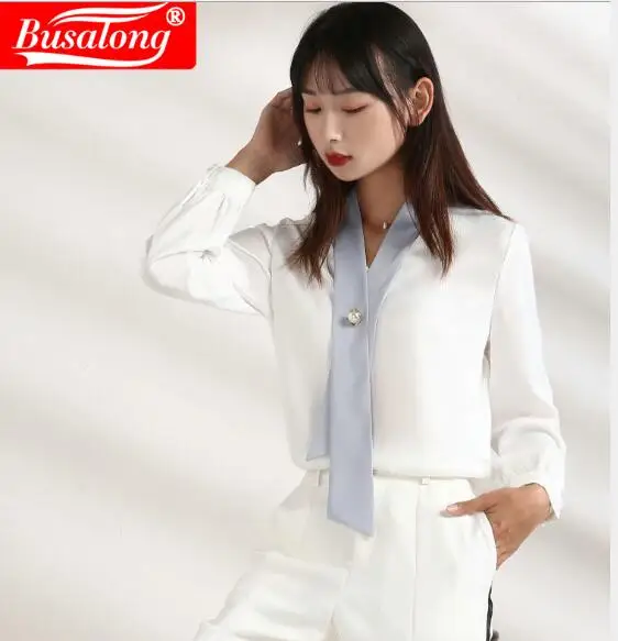 Новинка женская рубашка с длинным рукавом новая осенняя модная Элегантная