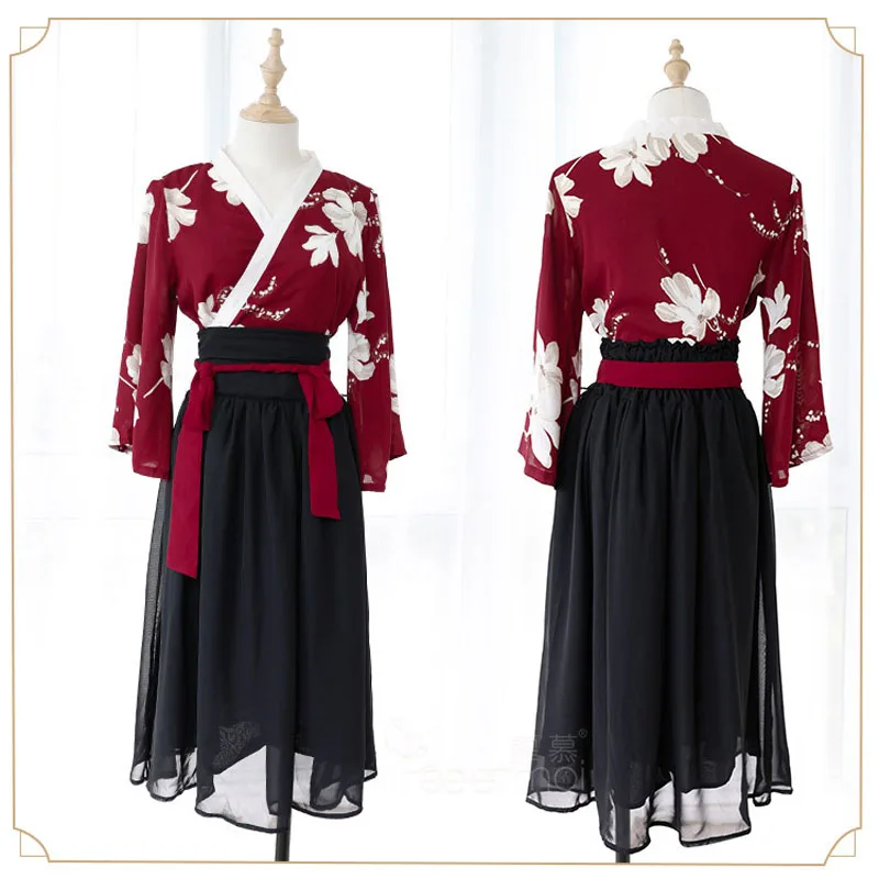 

Women Cosplay Set Classical Hanfu High Waist Skirt Uniform Set Temptation Trumpet Sleeve Top Skirt Halloween Dresses Costume