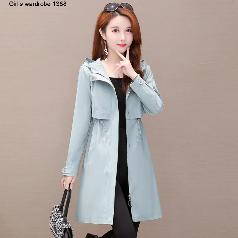 

Windbreaker women's middle and long style autumn dress 2020 new style Korean version versatile thin thin style light mature