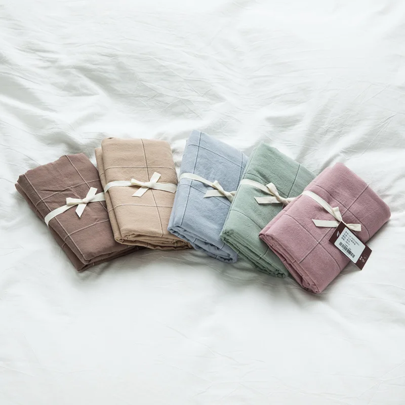 Набор синих хлопковых наволочек в клетку наволочки для кровати полоску