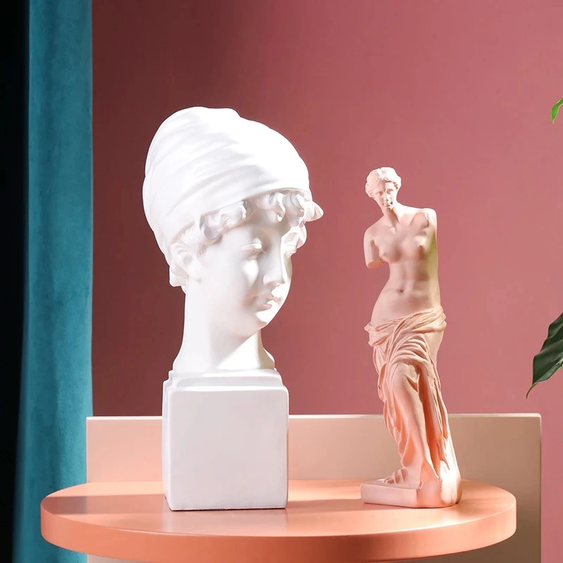 

Simple sketch character head retro David Venus plaster statue Ornaments art resin crafts figurines for Bar counter home decorat