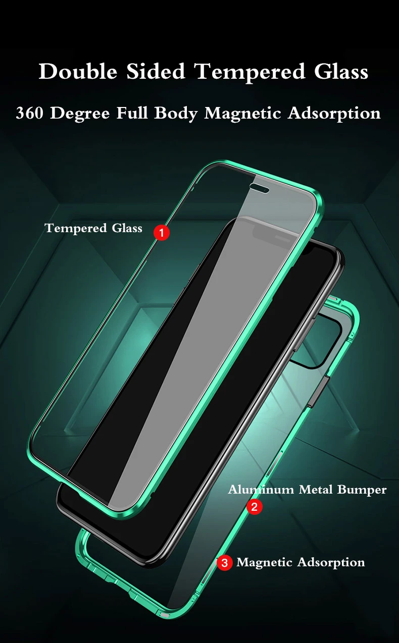 360 Полный Магнитный чехол для телефона iPhone 11 Pro 11 Pro MAX металлический бампер для iPhone XS XR XS MAX 8 7 6 6S Plus стеклянный чехол