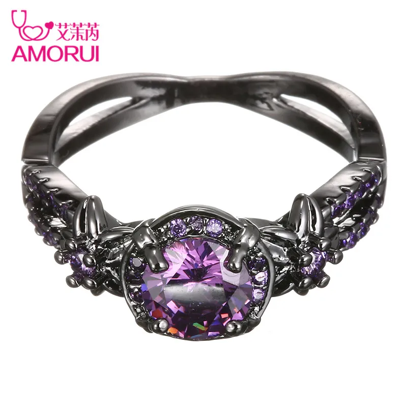 В виде пурпурных цветов с украшением в кристаллов каменное кольцо Обручальные