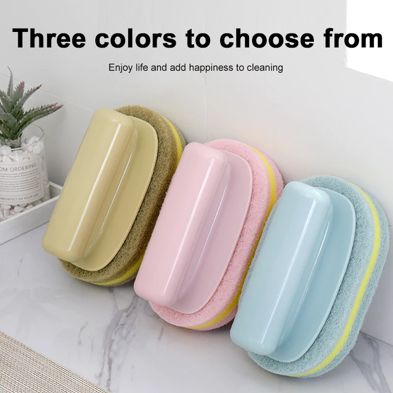 Cleaning Sponge Tableware Clean Descaling Floor Brush Dishwashing Plastic Household with Handle Pan Pot | Дом и сад