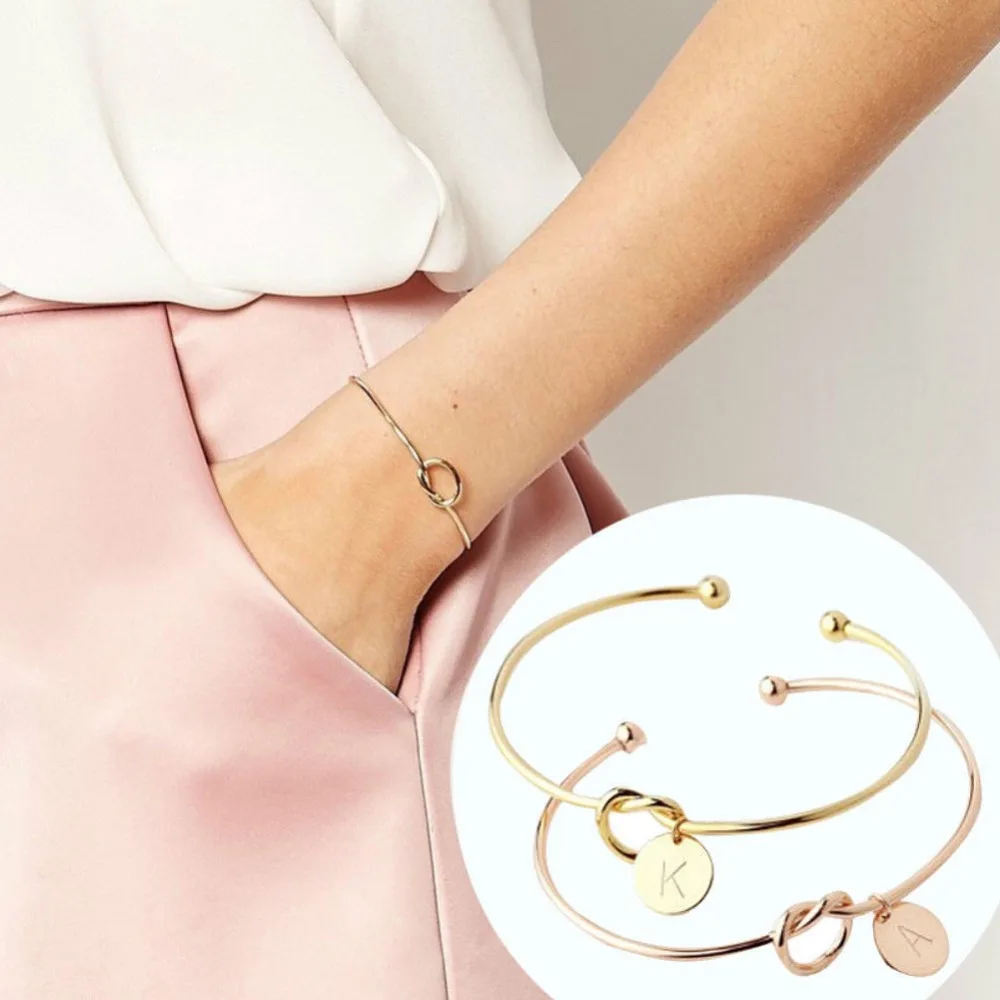 Браслет с узлом золотого и серебряного цвета 26 буквами модные ювелирные изделия