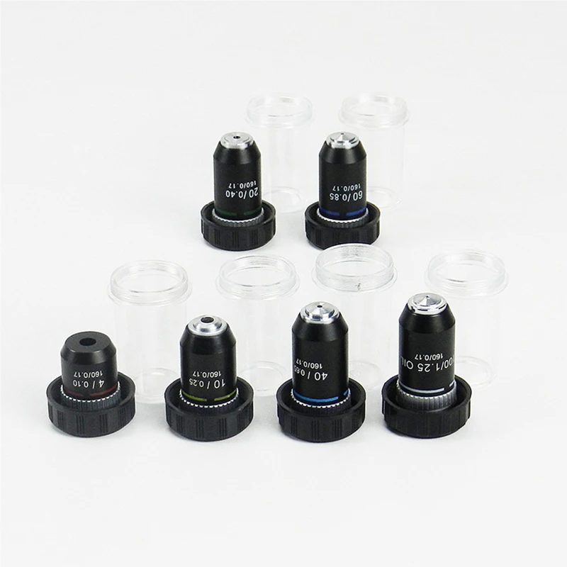 

4-100X Biological Microscope Achromatic Objective Lens, Standard Rms Interface 20.2mm, Use for Different Magnifications