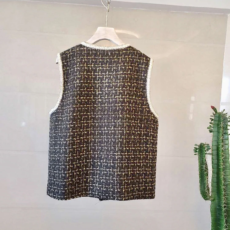Женский твидовый кардиган без рукавов жилет шерстяная куртка женская зимняя