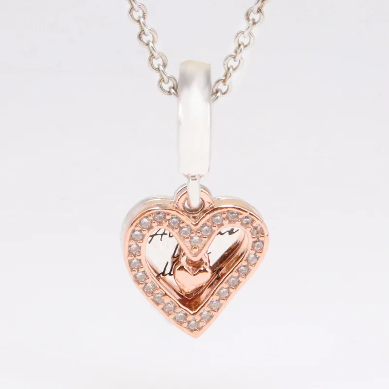 

Amaia 925 Sterling Silver Valentine's Day Rose Gold Hand-painted Love Heart-shaped Diamond Necklace Female Pendant